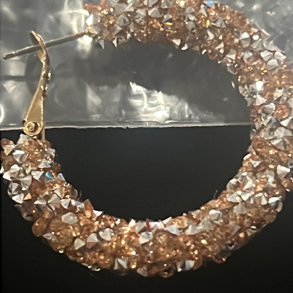 Gold tone sparkly hoop earrings - Picture 5 of 6